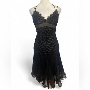 BCBGMaxAzria Lace Black Silk Dress